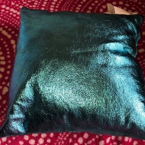 Blue Metallic Decorative Pillow